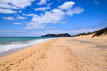 Fototapeta na wymiar Beach at Porto Santo Island looking south towards Ilha da Cal