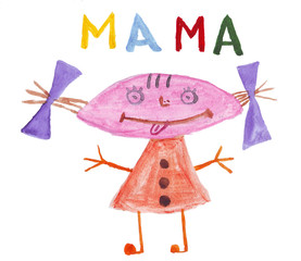 little girl on a white background.