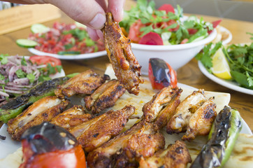 Turkish chicken wing shish kebab menu