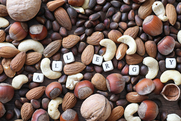 tasty nuts on a wooden table
