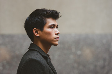Young man in profile