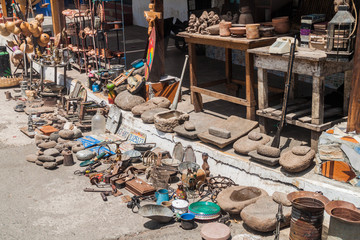 CONCEPCION DE ATACO, EL SALVADOR - APRIL 3, 2016: View of a merchandise of a street stall in Concepcion de Ataco.