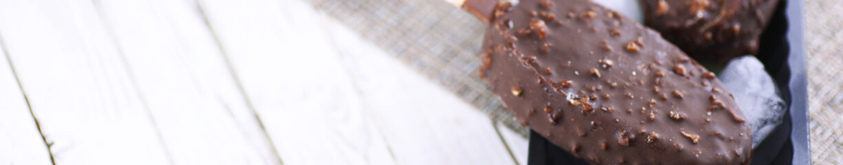 horizontal background of chocolate ice cream