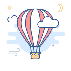 Hot Air Balloon Line Illustration