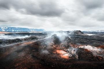 Lavas field in the geothermal valley