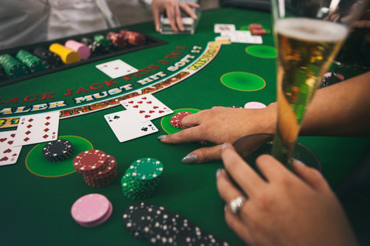 Casino: Woman Requests Another Card In Blackjack Game
