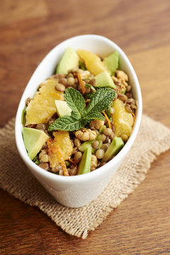 Citrus Lentil Sald with Walnuts