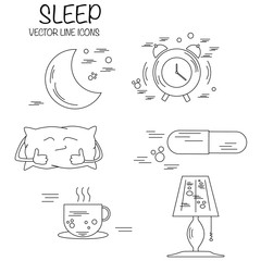 sleep vector line icons