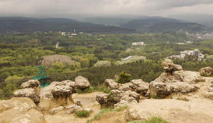 Fototapeta na wymiar Stones, fancy shape on the top of the mountain.Mining Park of Kislovodsk.