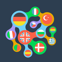 interrelated flags countries flat icon