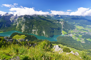 Fototapeta na wymiar Views from Jenner Aussichtsplattform on Mount Jenner, Berchtesgaden National Park