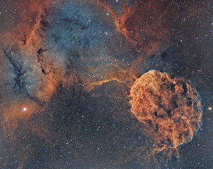 A creative composition in space IC443 The Jellyfish nebula