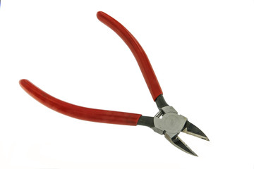 Close up red handle cutting pliers