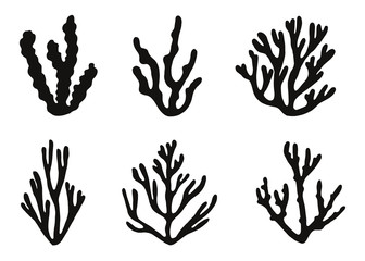 algae silhouette isolated vector icons