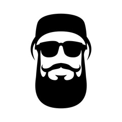 men head face hipster vector illustration black silhouette
