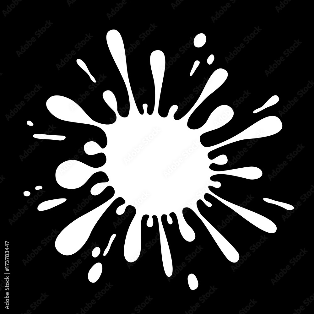 Wall mural White Splash on Black Background. Milk Splatter. Vector Abstract Background.