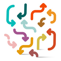 Arrows on White Background. Vector Colorful Arrow Set.