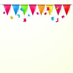 Background with Flags and Confetti. Empty Space Vector Backdrop for Designs.