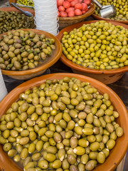 different olives on market, Spain