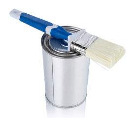 Paint can and paintbrush