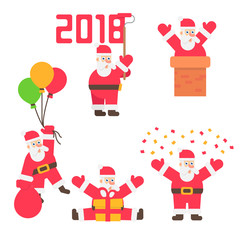 Cartoon differnt santa. Flat santa set