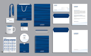 Blue abstract geometric corporate identity design template
