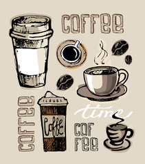 Hand drawn doodle coffee illustration