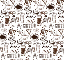 Hand drawn doodle coffee illustration - obrazy, fototapety, plakaty