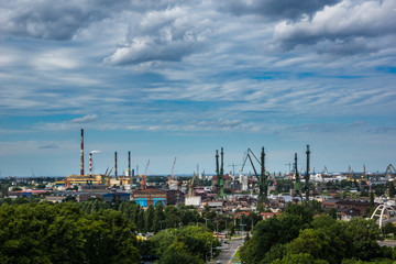 Shipyards and port in Gdansk city, Pomorze, Poland