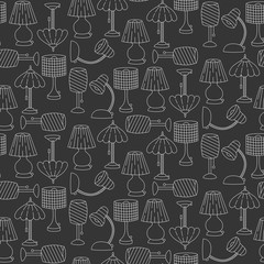 Table lamps doodle seamless vector pattern