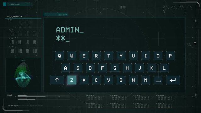 Futuristic computer screen, login attempt, access denied, hacking in process. Futuristic UI, hackers attempting to breach security


