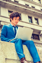 Young Japanese Man working on street