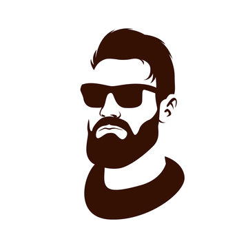 men head face hipster vector illustration black silhouette