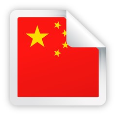 China Flag Vector Square Corner Paper Icon