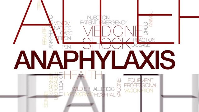 Anaphylaxis animated word cloud, text design animation. Kinetic typography.