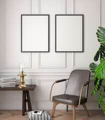 Mockup Poster in the interior, 3D illustration of a modern design