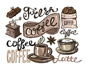 Hand drawn doodle coffee illustration