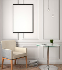 Mockup Poster in the interior, 3D illustration of a modern design