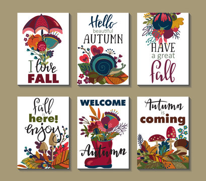 Vector collection of autumn cards.