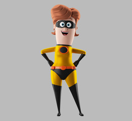 3d cartoon super hero woman