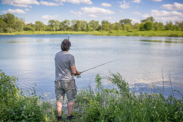 Man fishing on a lake
