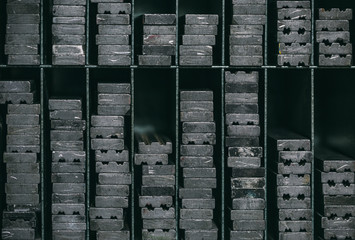 Box of Lead Pieces from and Old Printing House