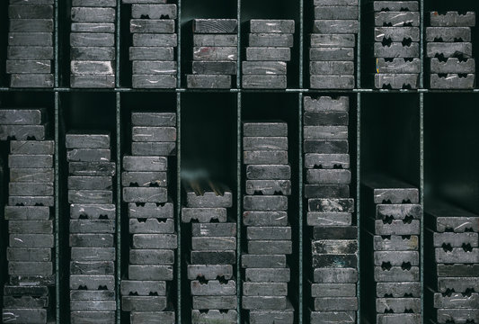 Box of Lead Pieces from and Old Printing House
