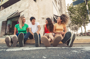 group of teenagers on the street