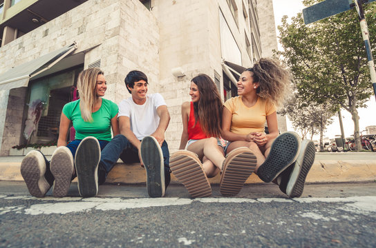 group of teenagers on the street