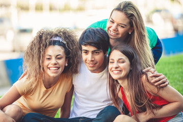 group of teenagers on the street
