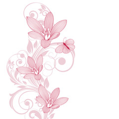 Hand-drawing floral background. Element for design. Vector illustration.