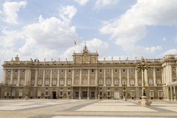Fototapeta na wymiar Front view of Palacio real in Madrid, Spain. 