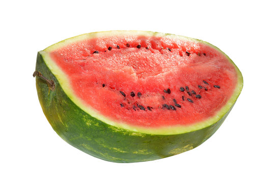 Half of ripe red watermelon isolated on white background