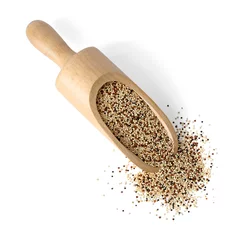 Foto op Canvas Scoop with raw quinoa grains on white background © Africa Studio